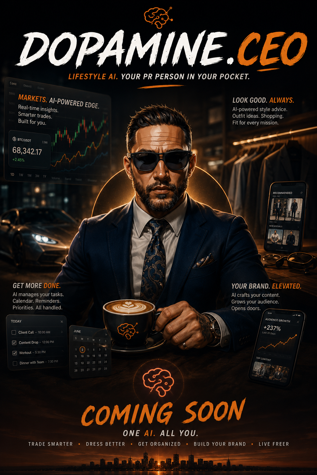 Dopamine.CEO coming soon lifestyle AI teaser poster